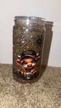 Brown cow glow in the dark snowglobe tumbler