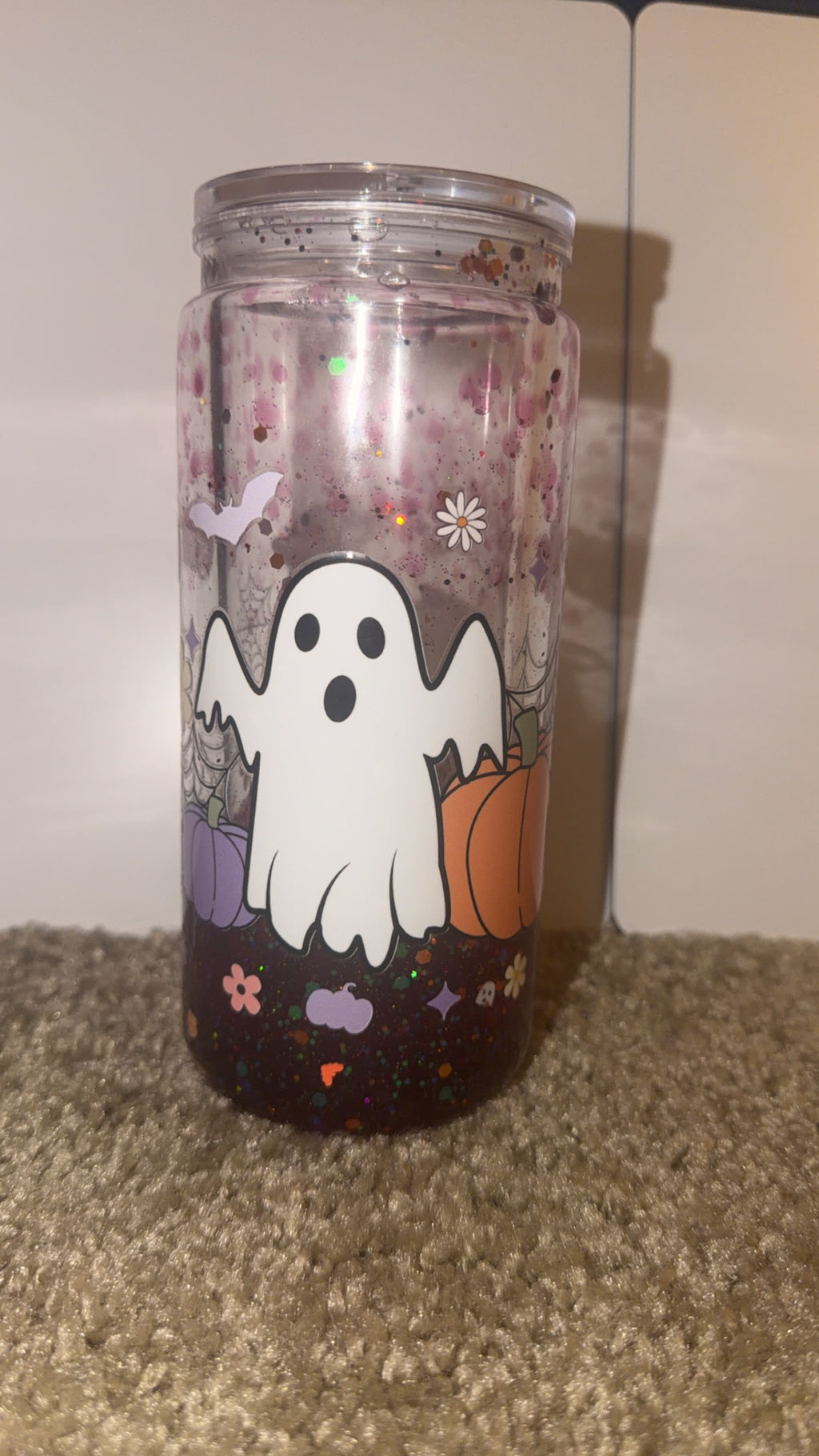 Pink Lava drip ghostie tumbler
