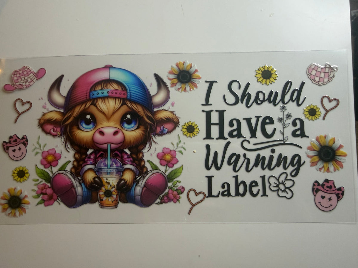 Warning label cow