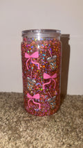 Pink bow & coffee snowglobe tumbler