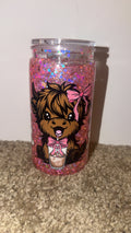 Pink cow snowglobe tumbler