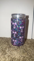 Purple bow snowglobe tumbler