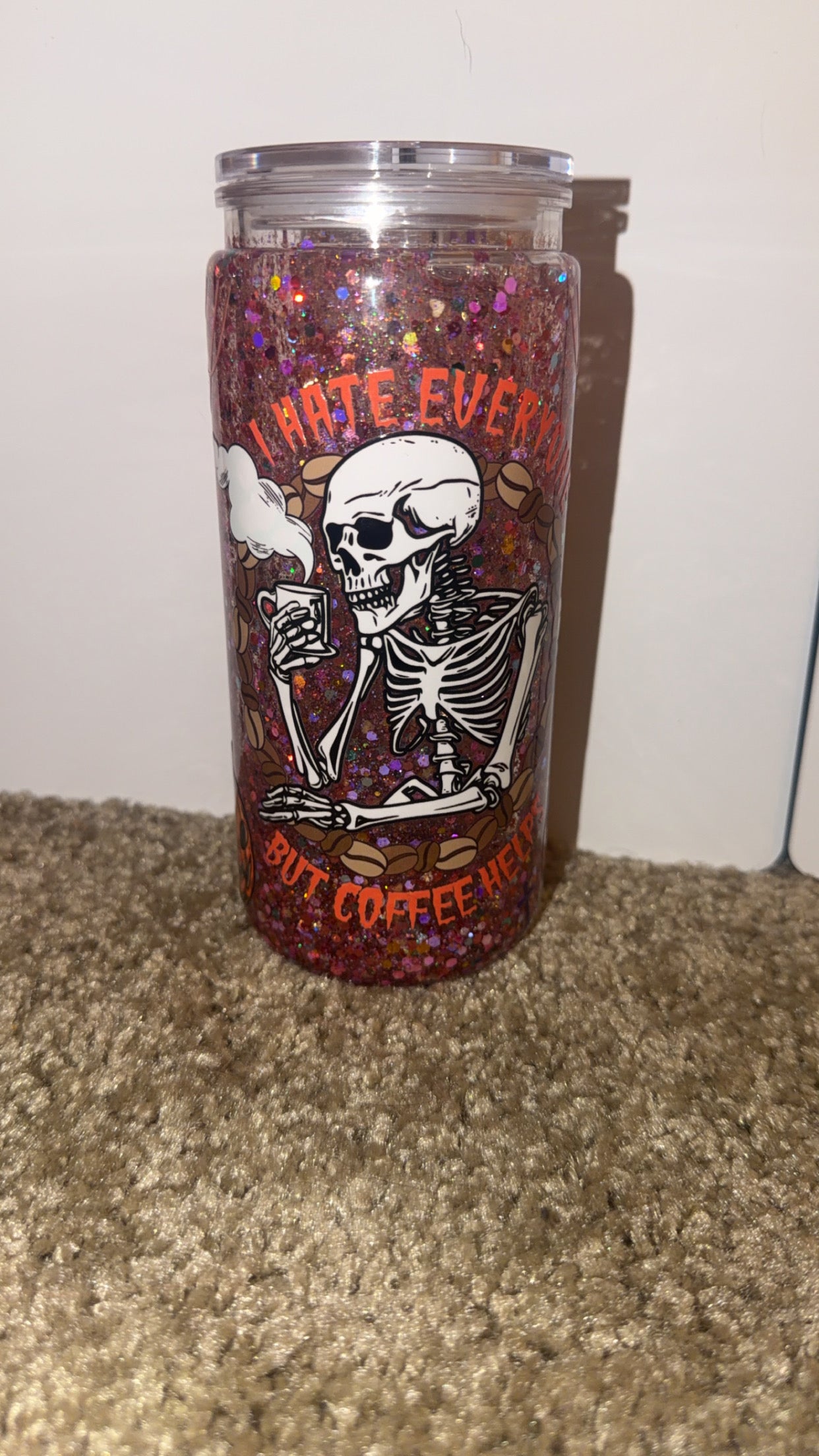 I hate everything but coffee snowglobe tumbler