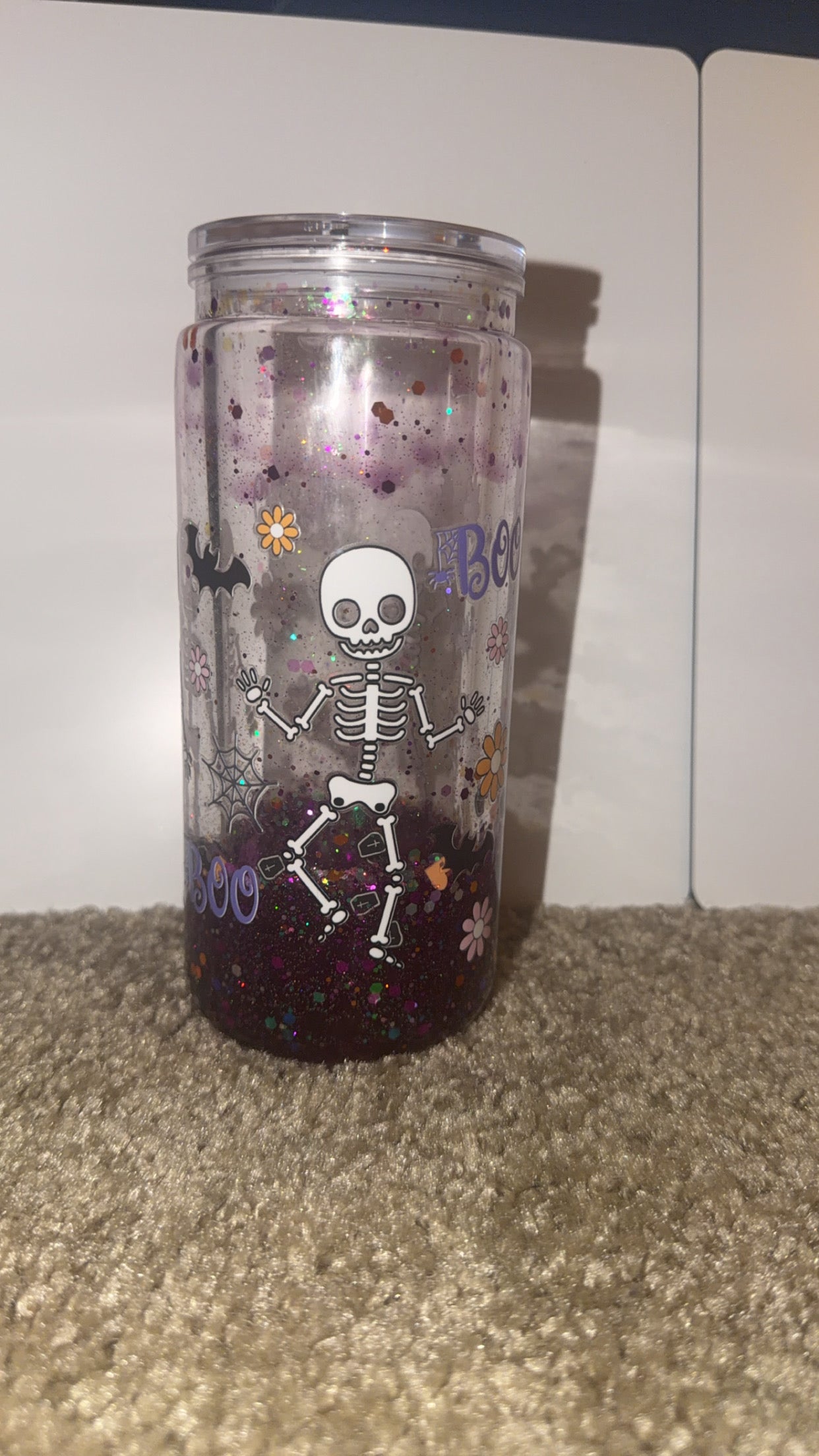 Purple Lava drip skeleton tumbler