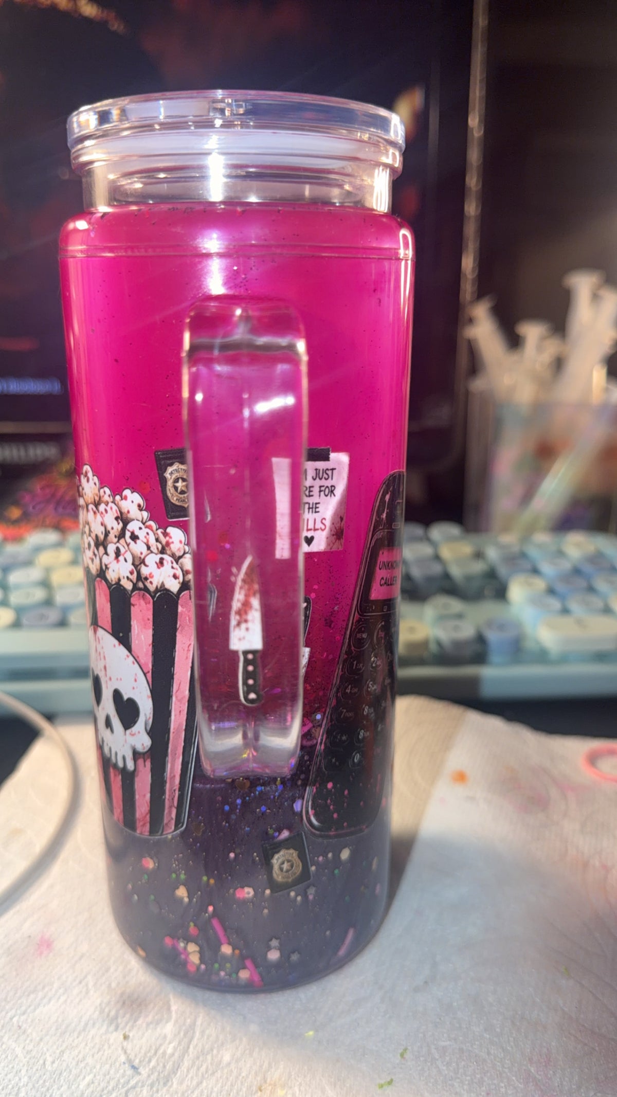 Fur coat ghostface lava tumbler