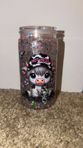 Hot mess cow snowglobe tumbler