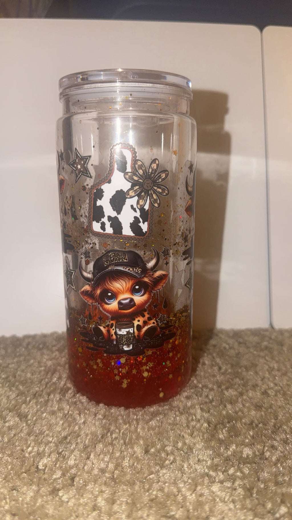 Gold lava drip cow tumbler