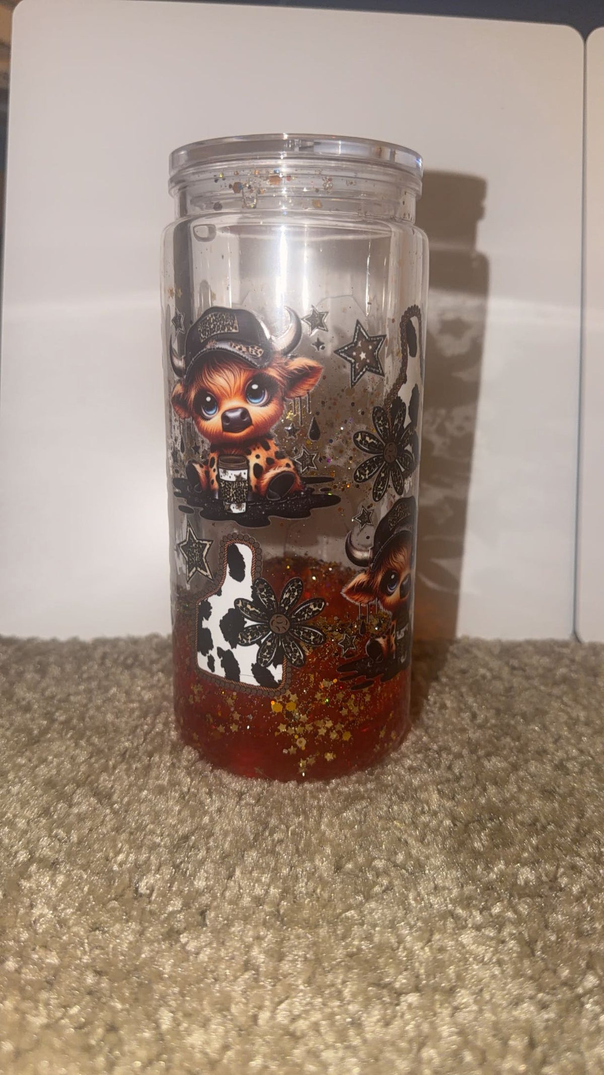 Gold lava drip cow tumbler