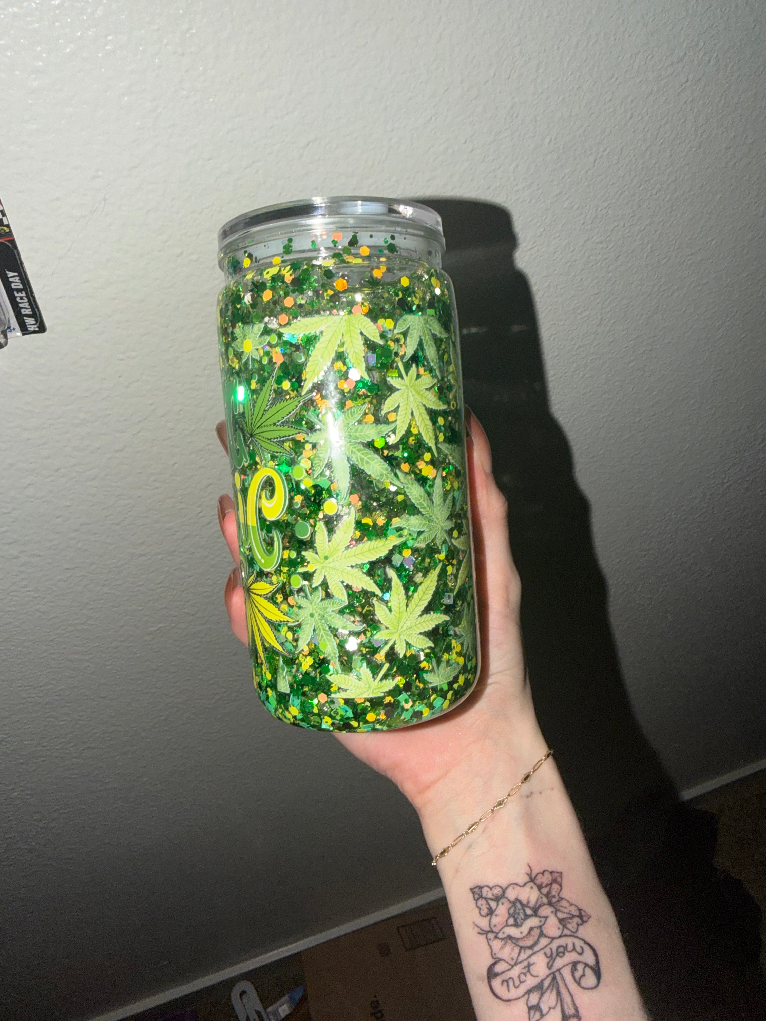 Don’t panic it’s organic 420 snowglobe tumbler